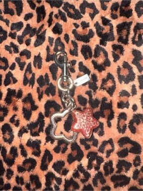 Coach Pink Star Charm Keychain - Signature Logo Accent